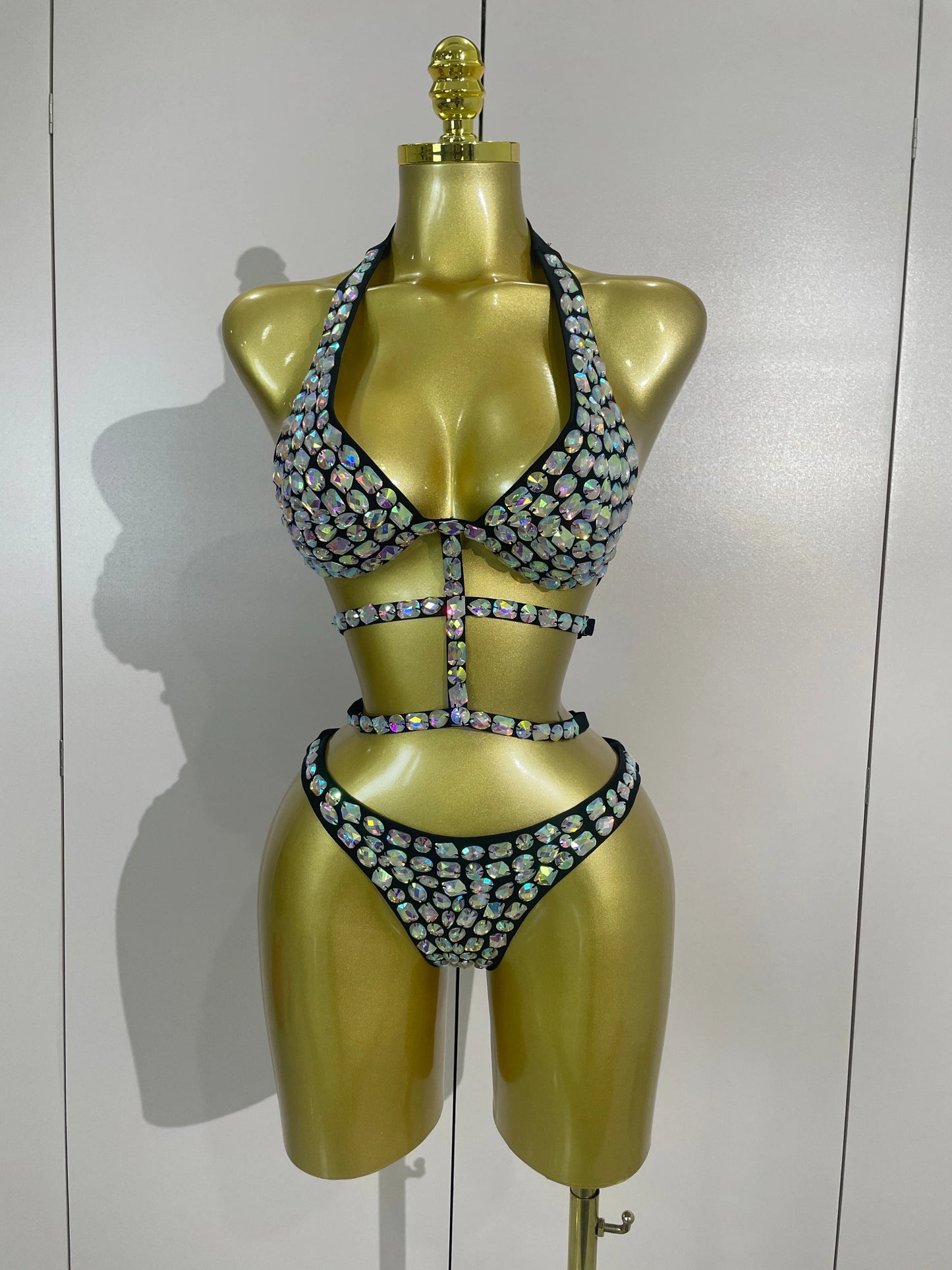 Sexy Sparkly Diamonds Swimsuit Bar Bikini 2026 Fashion Women Crystal Handmade One-piece Bodysuit Swimsuit Stage Photoshoot Wear