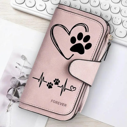 Heart-Shaped Animal Paw Butterfly Print Design Women Wallets Card Coin Wallet for Girls Purse ID Wallets Female Coin Purse Gift