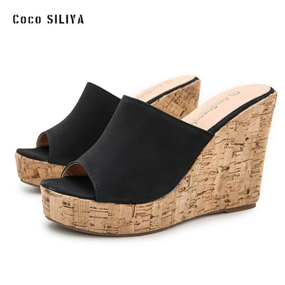 11CM Super High Heels Platform Sandals Women Wedges Open Toe Shoes Ladies Summer Slip On Slippers Beach Slides Femmes Sandalias
