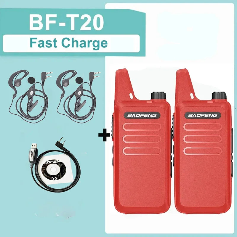 1/2PCS Baofeng BF-T20 Walkie Talkie Mini Micro USB Charging Portable Two Way Radios Upgrade Of BF-C9 KD-C1 For Hunting Kid’s Toy