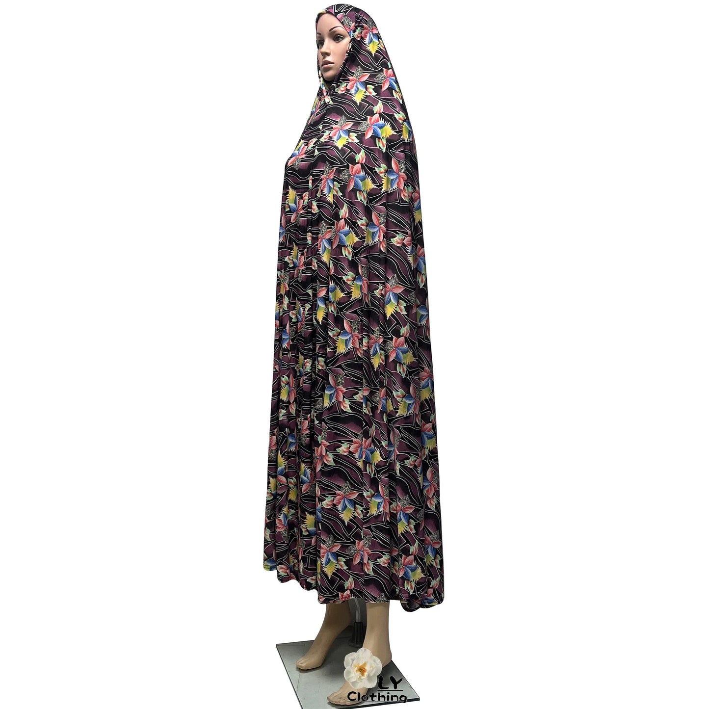 New Sleeveless Pullover Dress Women Prayer Garment Dubai Abaya Arab Jibab Flowers Print Loose Femme Khimar Kaftan Clothes 6XL