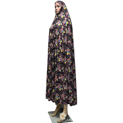 New Sleeveless Pullover Dress Women Prayer Garment Dubai Abaya Arab Jibab Flowers Print Loose Femme Khimar Kaftan Clothes 6XL