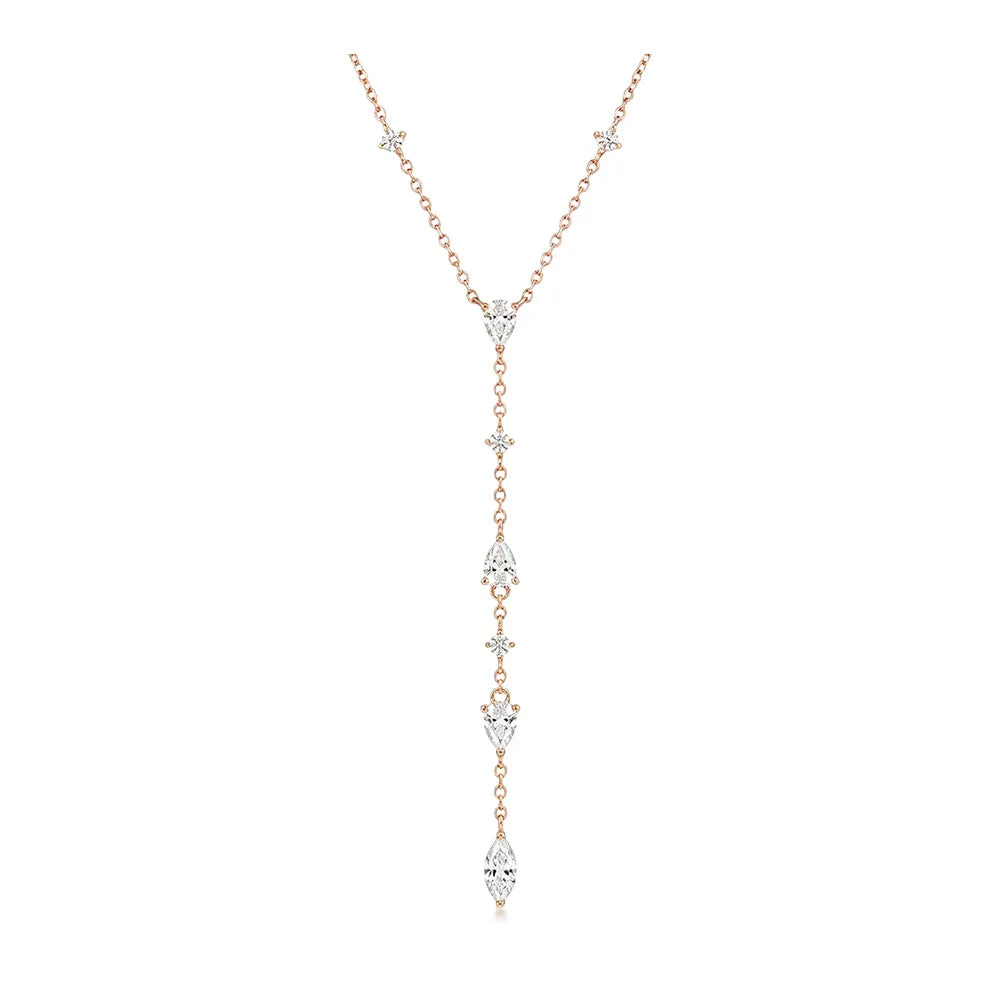 2.4cttw Waterdrop Shape Moissanite Pendant Necklace for Women Pear/Marquise/Round Cut Lab Diamond S925 Silver Y-Style Jewelry