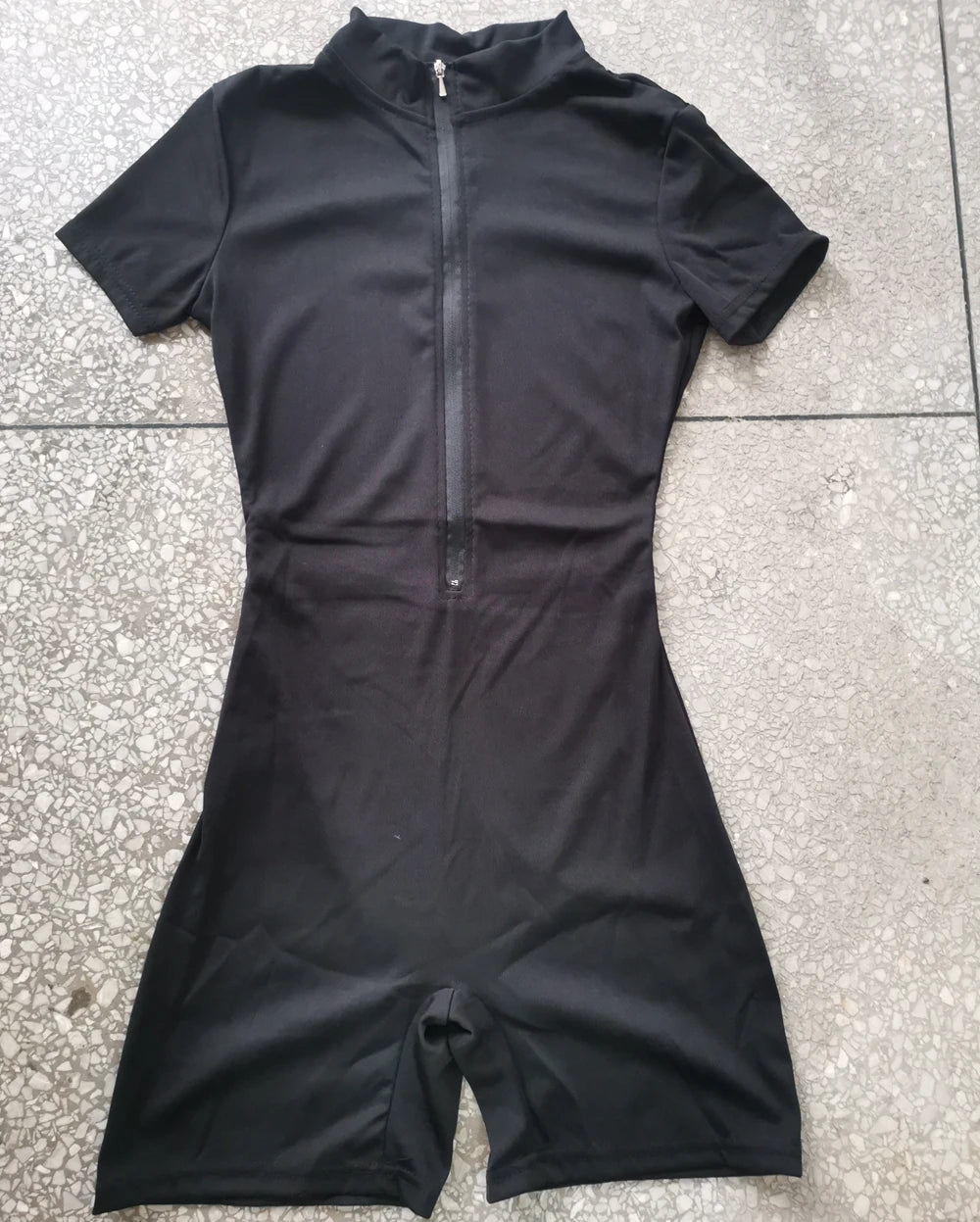 Womens Yoga Short Sleeve Jumpsuits Slim Fit Stretch One Piece Playsuits Romper Sexy Fitness Female Basic Zipper Sportwears