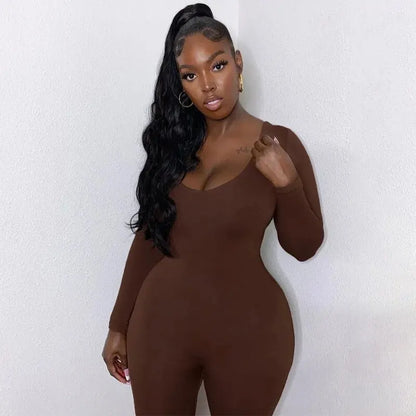 Dulzura Women 2024 Autumn Winter Long Sleeve Bodycon Streetwear Jumpsuit Overall One Piece Outfit Wholesale Items for Business