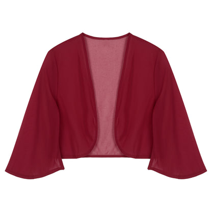 Womens 3/4 Sleeve Chiffon Cardigan Bolero Jacket Summer Elegant Wedding Party Bridal Dress Cover Ups Wraps Shawls Shrug