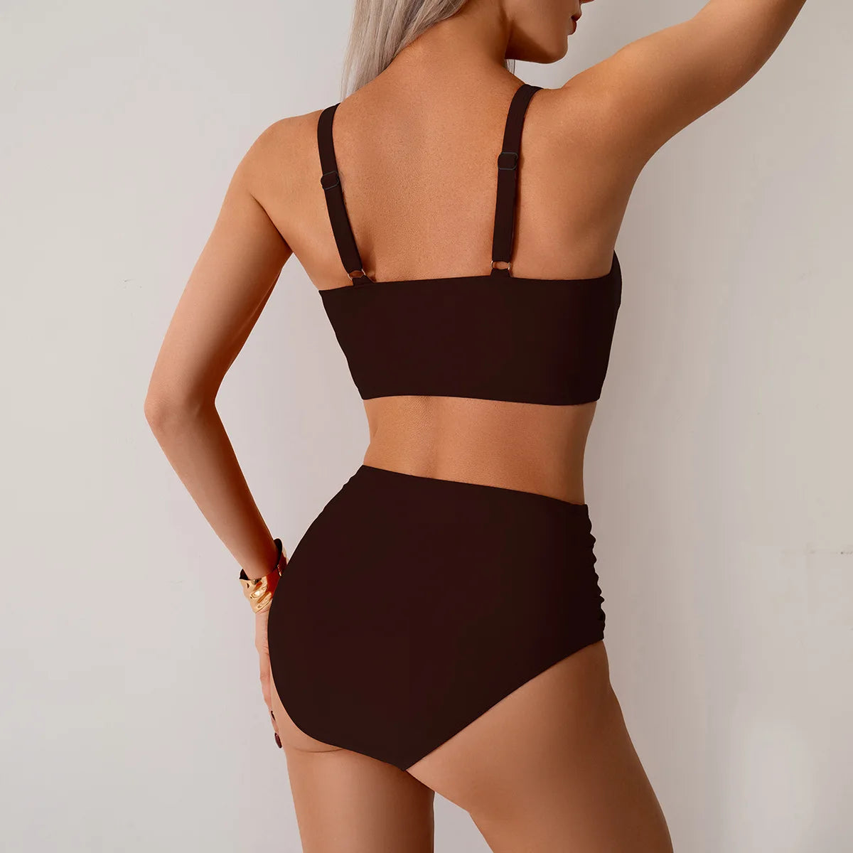 VigoBreviya 2026 Sexy Blue Strapped Swimwear Women High Waist Bikini Set Brazilian Lady Swimsuit Cross Push Up Beach Bath Suit