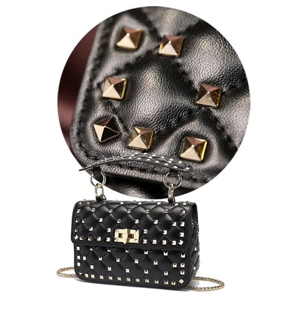 2026 New Fashion Women Sheepskin Leather Rivet Handbags Chain Bag Designer Shoulder Bags Luxury Woman Messenger Bags