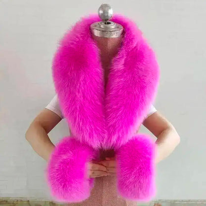 Winter Real Fox Fur Collar Cuffs Set Neck Warmer Fur Scarves Shawls Natural Fox Fur Collar Scarf Women Men Coat Warm Accessories