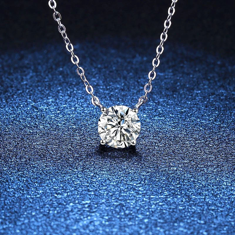 NeeTim 1ct 2ct 3ct 5ct D VVS1 Moissanite Necklace for Women Sterling Silver 925 with Yellow Rose Gold Plated Lab Diamond Pendant