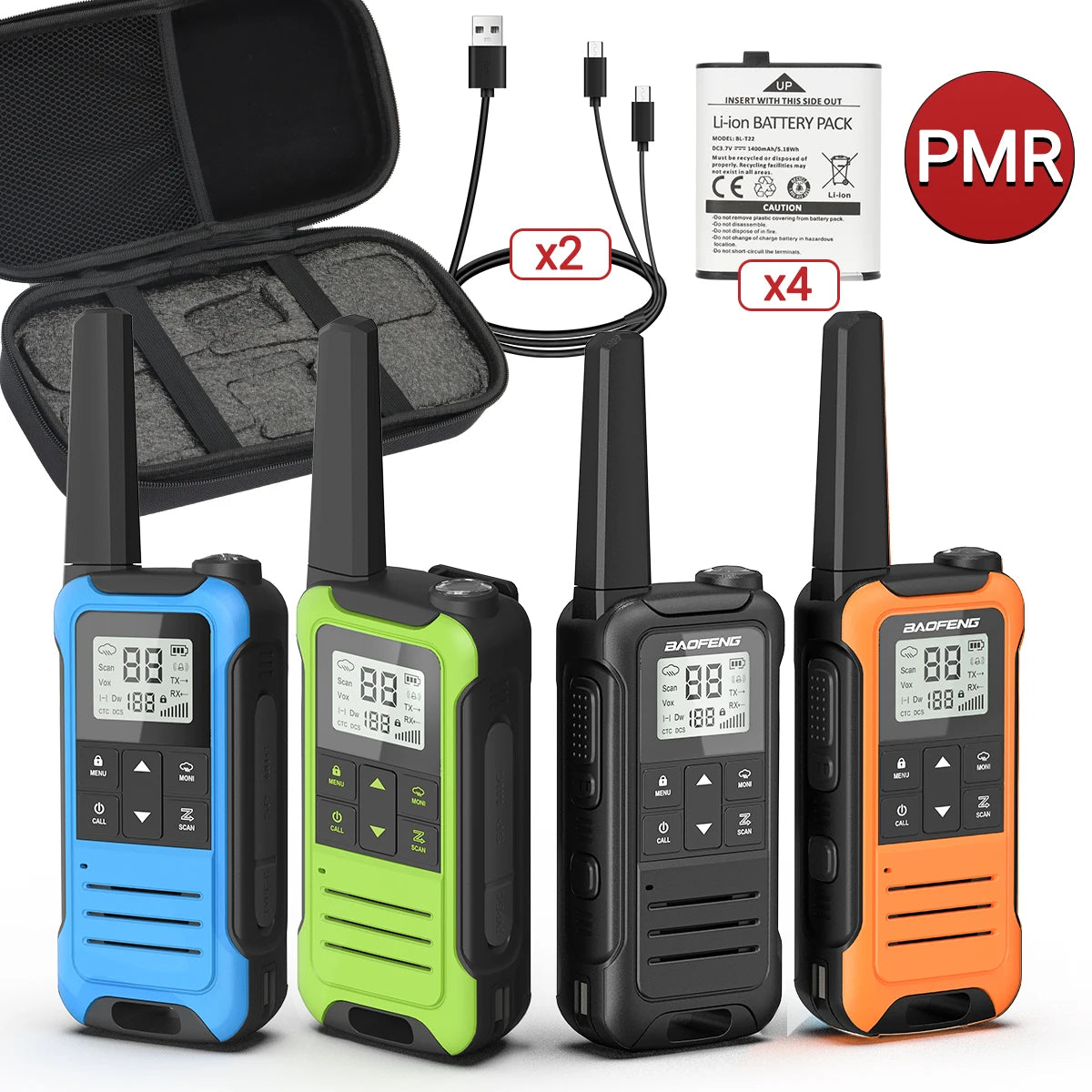 4PCS Baofeng Mini Walkie Talkie With Portable Suitcase F22 T22 PMR FRS Profesional Radio Family Amateur For Outdoor Camping