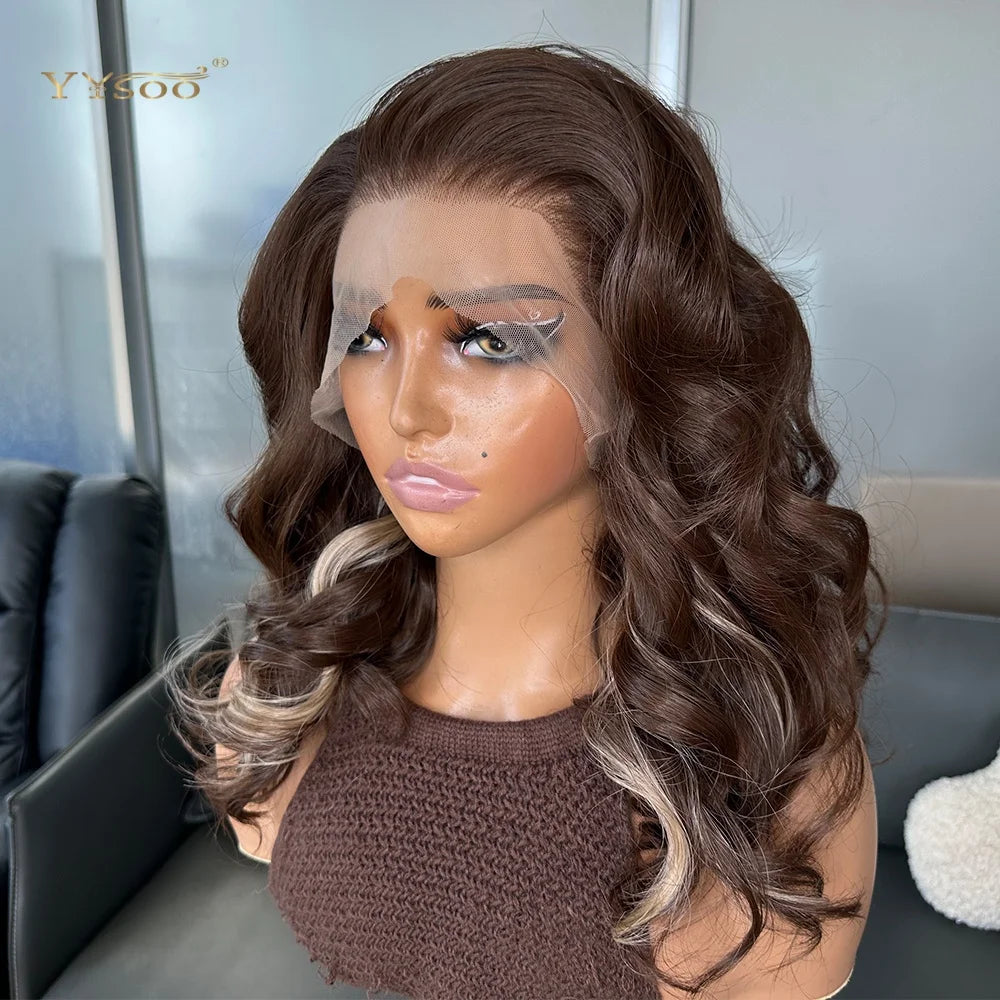 Pre PlucPre Plucked Hairline Glueless Heat Resistant Natural Wavy Future Fiber Synthetic Lacefront Wigs for Blakc Womens Daily