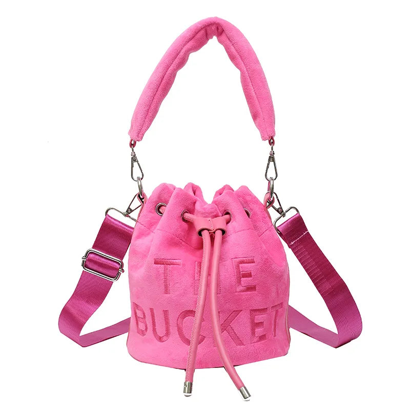 New Fashion Women's Bucket Bag Trend Brand Personality Plush Shoulder Bag High-end Elegant Crossbody Bag Designer Luxury Handbag