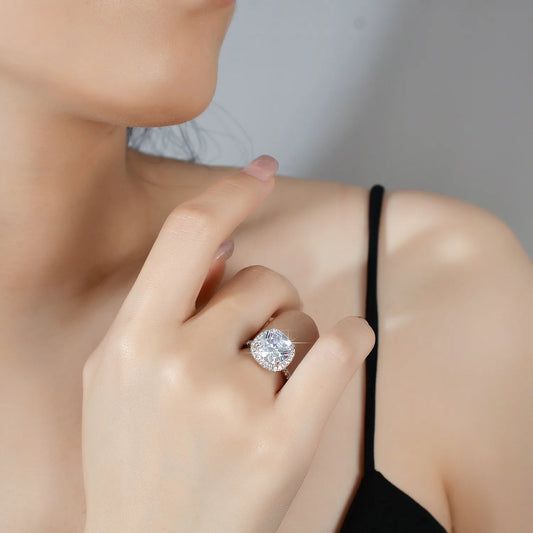 5CT Fancy-Cut Moissanite Ring Women PT950 Platinum - Sparkling 7CT fancy-cut, warm platinum, elegant for women