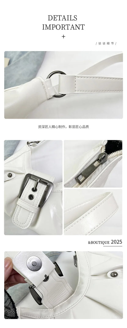 Y2K Retro Pleated Hobo Shoulder Bag for Women Hot Selling Maillard Style Underarm Bag Clutch Handbags for Travel Work Shopping