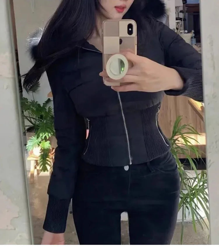 Fashion Parkas Women Short Parkas Winter Clothes Solid Fur Hooded Puffer Jacket Thicken Warm Female Cotton Padded Coat Outwear