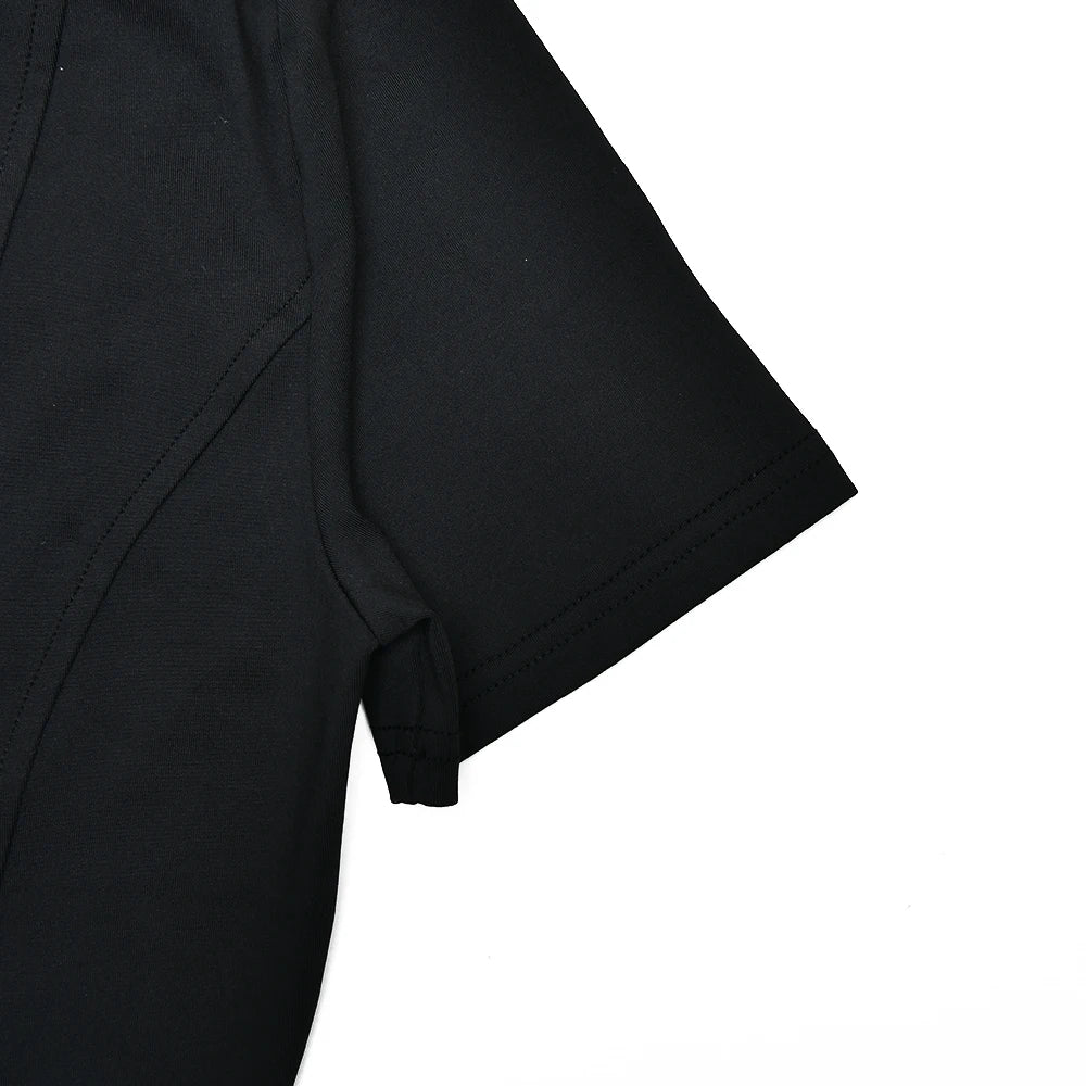 Sibybo Polo Collar Zipper Women Jumpsuits Set Short Sleeve High Elastic Rompers Ruched Bodycon Skirt Spring Casual Matching Sets