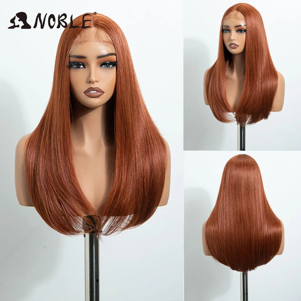 Noble Synthetic Lace Front Wig 22 Inch Straight Baby Hair Bob Wig Platinum Blonde Lace Front Wig Cosplay Glueless Wigs For Women
