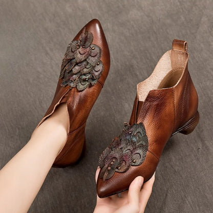Myjyjz 3.5cm Genuine Leather Women Mary Jane Sandals Shoes Chunky Heels Fashion Hollow Comfy Point Toe Ankle Boots Summer Pumps