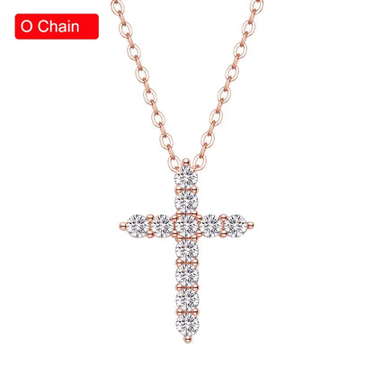 Serenity 3mm 4mm 5mm Black Moissanite Cross Pendant Necklace For Women Men 100% S925 Sterling Silver Jesus Neck Chain Plated 18K