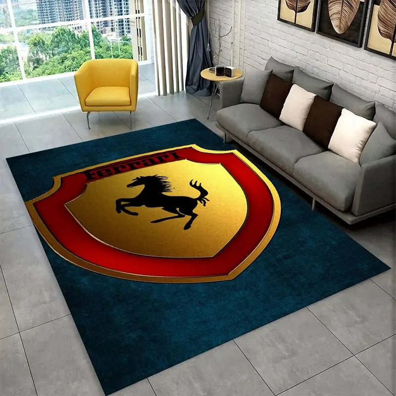 Retro F-Ferrarii Racing Car Moto Non-Slip Area Rug for Living Room,Bedroom,Playroom,Carpet Floor Mat Home Decor Rug Kids Room