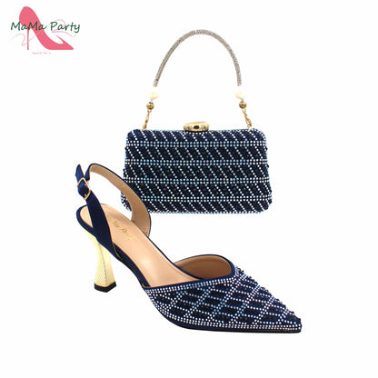 Peach Color New Arrivals Nigerian Women Shoes and Bag Set High Quality Super High Heels for Garden Party