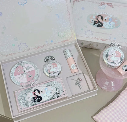 NICEKEY Makeup Sets Include 1*Lip Stain,1*Pressed Powder,1*Highlight Powder,1*Eyeshadow Palette With Necklace Gift Cosmetics Kit