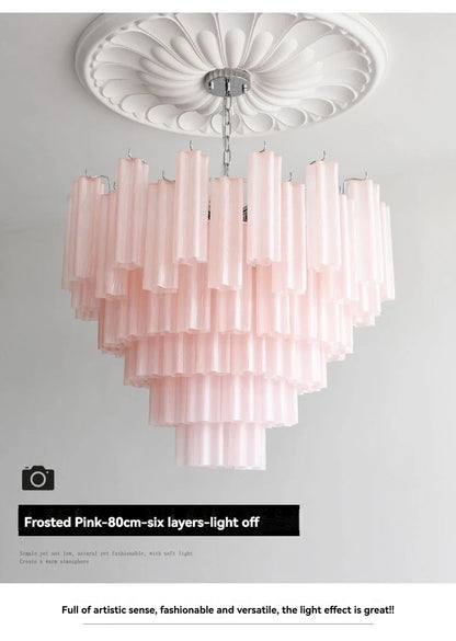 Designer Murano Ceiling Chandeliers Pink Colorful Glass LED Hanging Pendant Lights for Living Dining Room Bar Villa Art Lighting