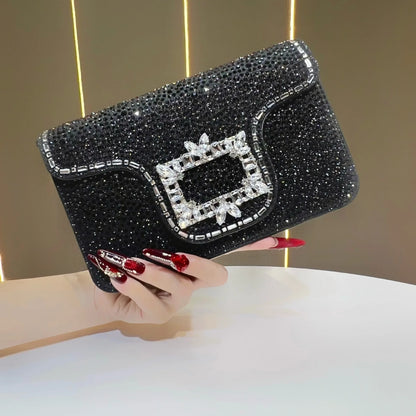 New Ladies Luxury Crystals Evening Bags Sparkling Diamond Dinner Party Dress Bags Metal Chain Wedding Clutch Purses and Handbags