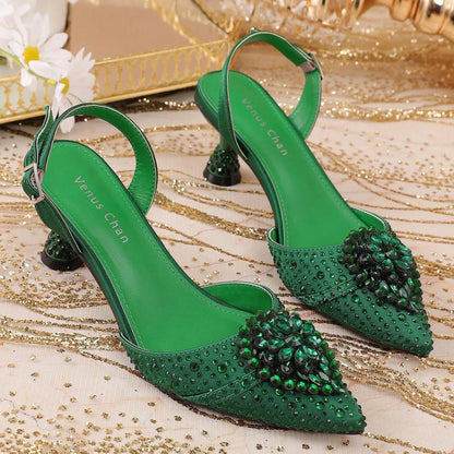 2025 Women's Taro Purple High Heels - Italy-Inspired Rhinestone Pointed-Toe Design for Gorgeous Parties | Plus Size Available