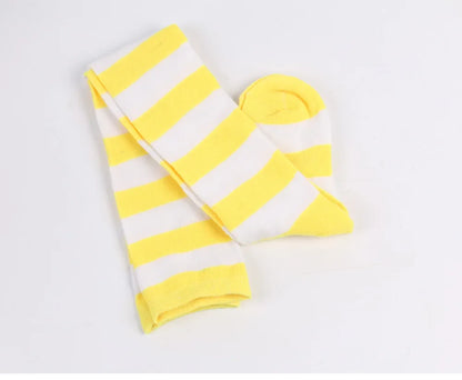 Thigh High Stockings Womens Striped Ladies Girls Black White Pink Long Over Above Knee Socks Femboy Cosplay Lolita Harajuku Y2k
