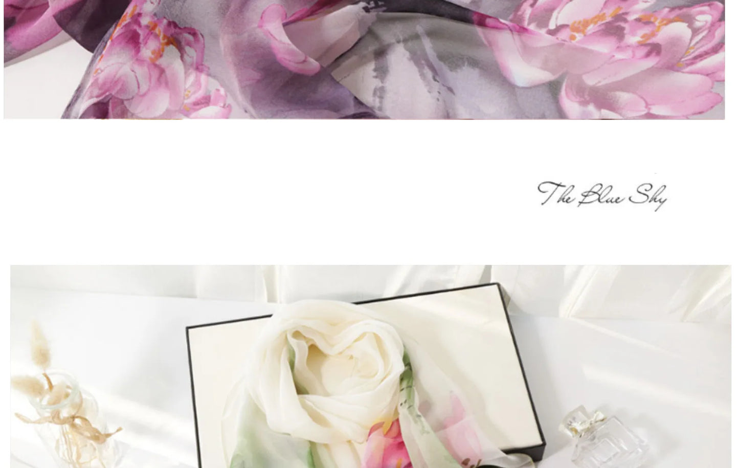 Ink Painting Lotus Summer Beach Sun Protection Chiffon Georgette Scarf Women Foulard Shawl Bandana Elegant Thin Breathable