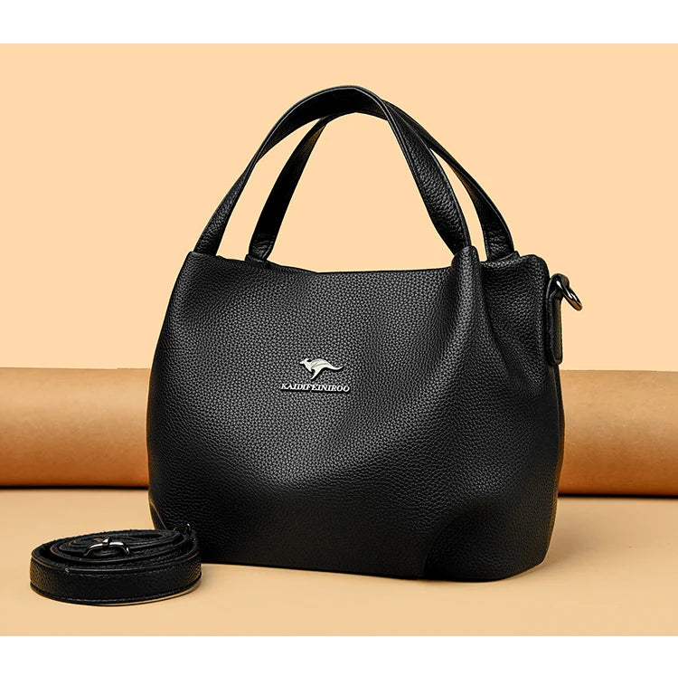 Genuine Soft PU Leather Handbags for Women Vintage Shoulder Tote Bag Luxury Designer Ladies Large Capacity Purse Bags Sac A Main