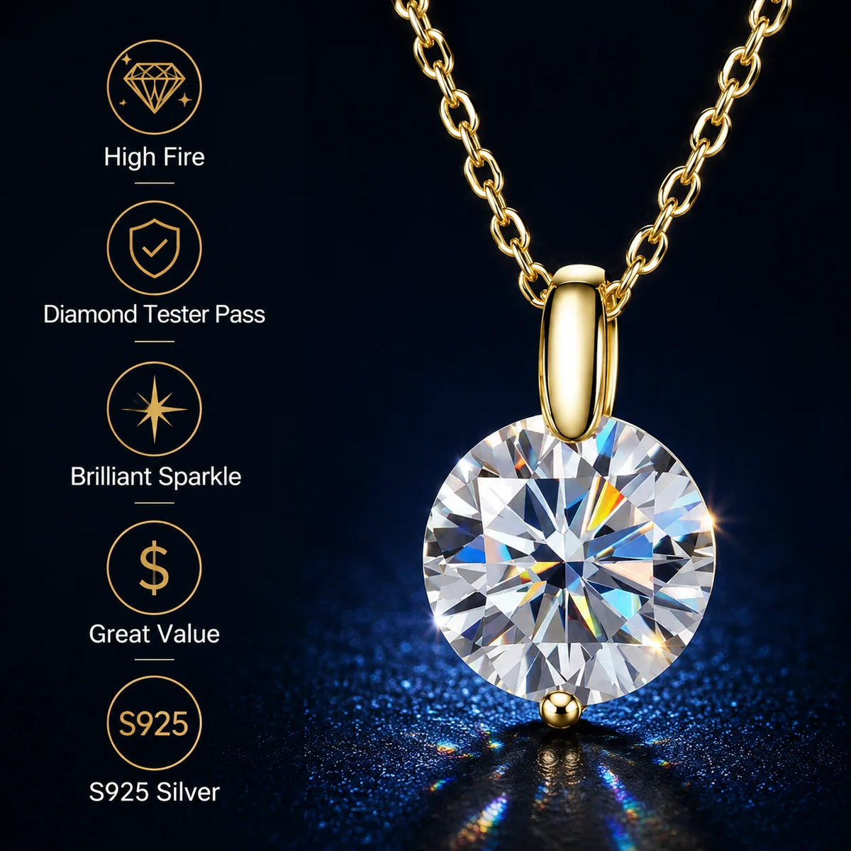LongZhe S925 Silver Moissanite Mermaid Tear Necklace 1CT 2CT D Color GRA Certificate Diamond Tester Passed Fine Jewelry Gift