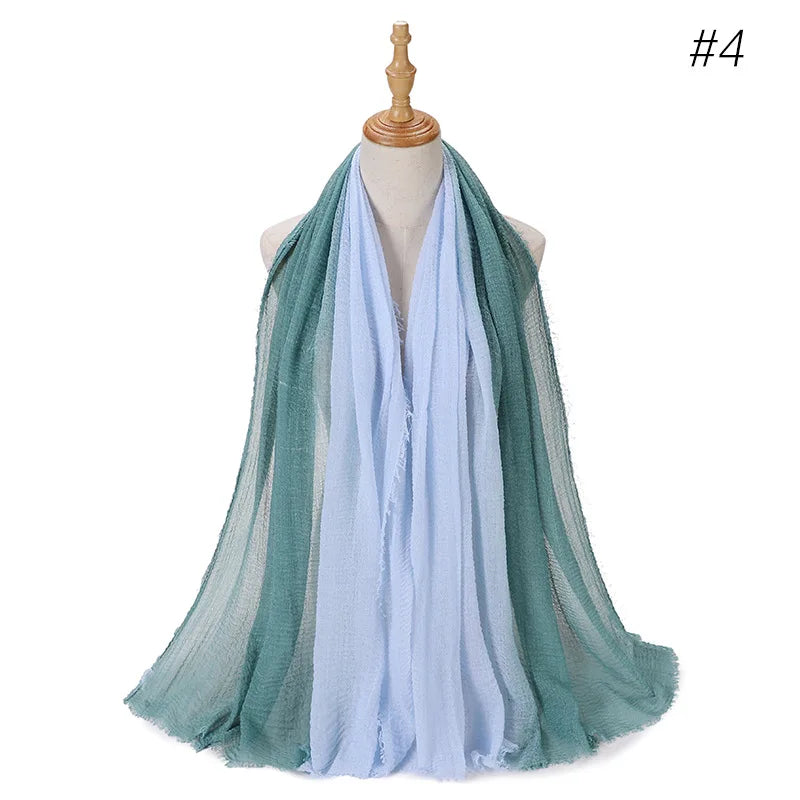 180*90cm Gradient Cotton Linen Women Muslim Hijab Scarf Woman Islamic Arab Shawl Wrap Head Scarves Ready To Wear Headscarf