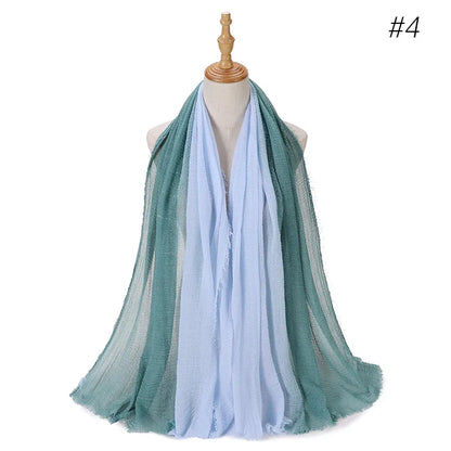 180*90cm Gradient Cotton Linen Women Muslim Hijab Scarf Woman Islamic Arab Shawl Wrap Head Scarves Ready To Wear Headscarf