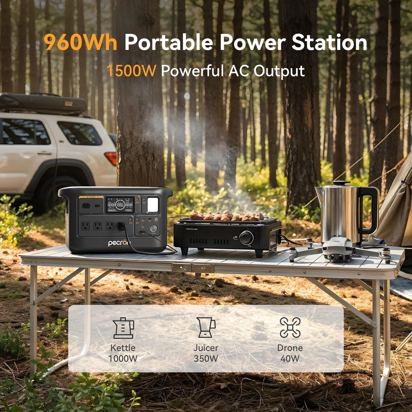 Refurbished-PECRON Portable Power Station F1000LFP PECRON 960Wh 1500W LiFePO4 Battery Expandable