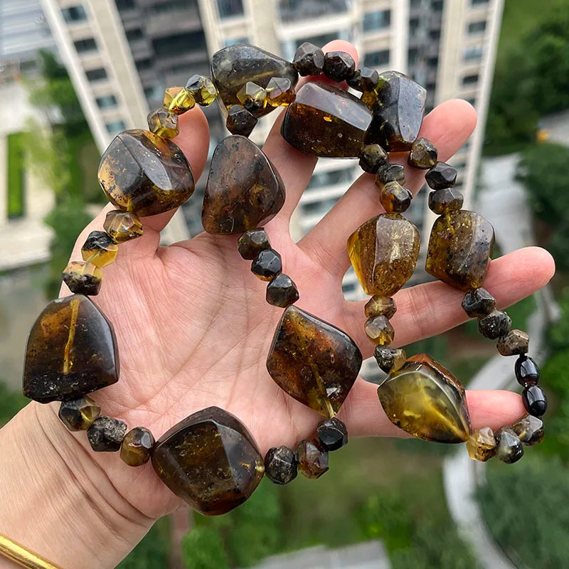 Big New Natural Amber Necklace for Gift European Baltic Original Beads Gogerous 100% Original Real Jewelry Supplier Wholesale