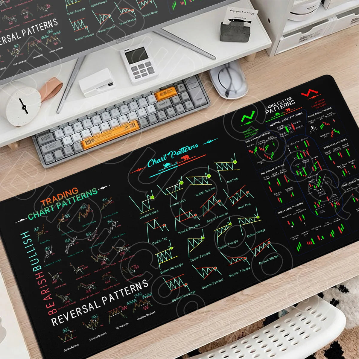 30x60cm 30x70cm 30x80cm Stock Market Chart Pattern Forex Mousepad Lock Edge Desk Keyboard Non-Slip Mausepad Computer Accessories