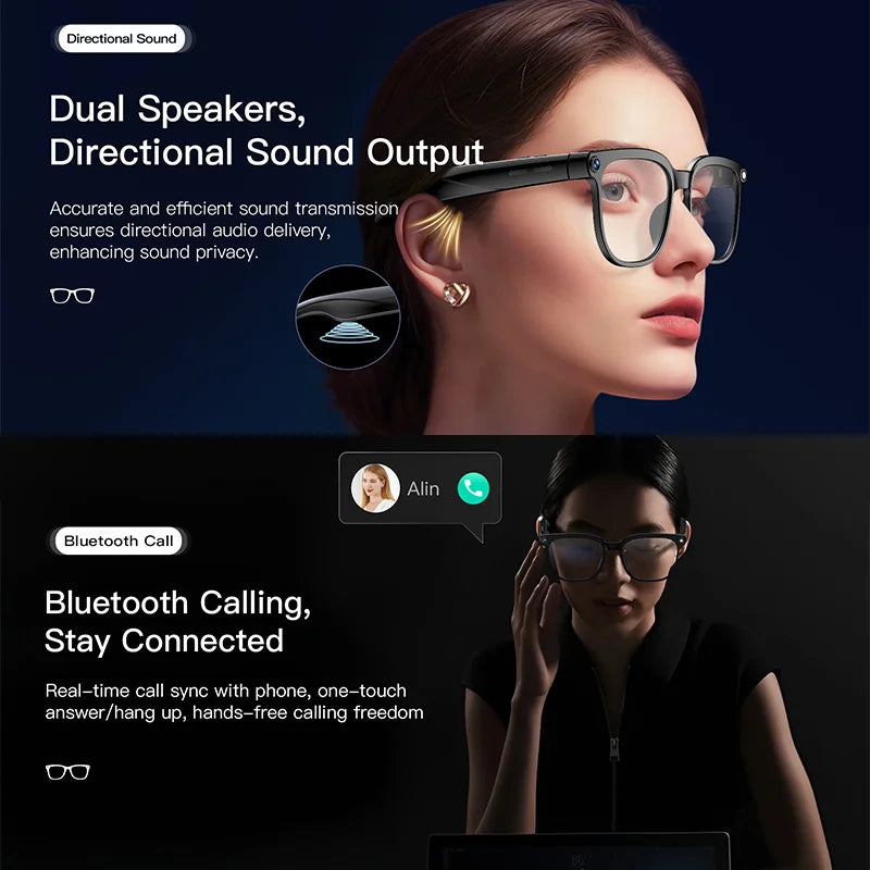 SENBONO NEW Smart Glasses with  800W Piexl Camera AI Translator Sunglasses Bluetooth Call Take Video Smart Glasses for Men Women