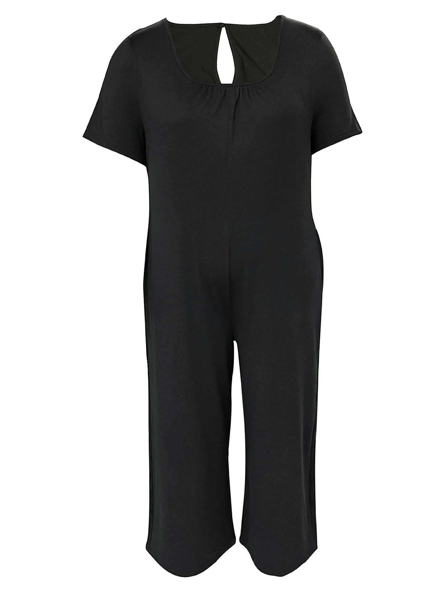 Plus Size 0XL-5XL Summer Rompers Overalls Women's Solid Color Jumpsuit with Pockets Casual Fashion Short Sleeve Jumpsuits