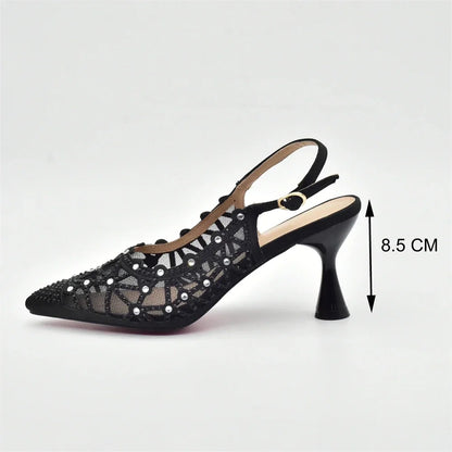 Italian Shoe and Bag Set for Party In Women Shoes for Women 2025 Designer Luxury Hollow Design Trendy Party Ladies Shoes and Bag
