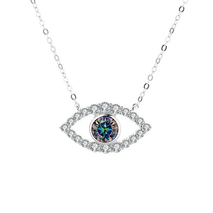 TS 925 Sterling Silver Plated Platinum Moissanite Necklace For Women 1 Carat Lab Moissanite Eye Pendant Necklace Jewelry Gift