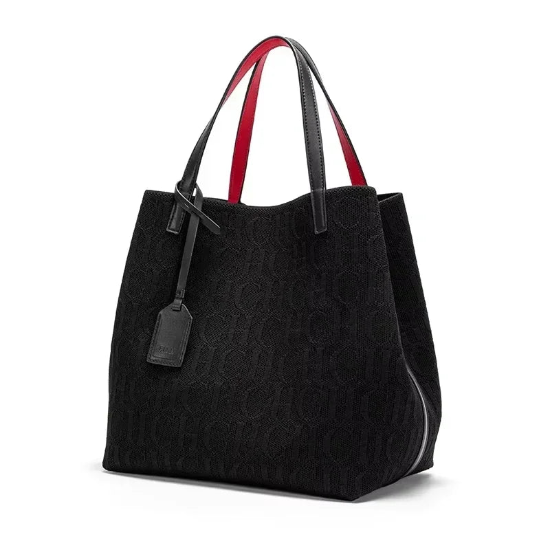 CH Women's Shoulder Bag Simple Solid Color Gold Letter Printed Design Women's Large Capacity Daily Commuter Bag Women's Handbag