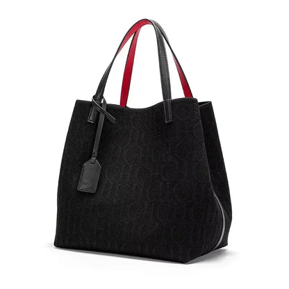 CH Women's Shoulder Bag Simple Solid Color Gold Letter Printed Design Women's Large Capacity Daily Commuter Bag Women's Handbag