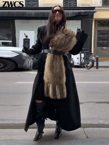 Faux Fur Tassels Scarf for Women Autumn Winter Fluffy Fur Neckerchief 2026 New Lady Luxury Shawl Scarves Clothing Accessories