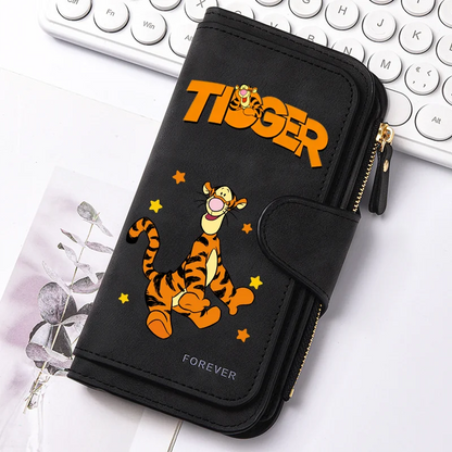 Winnie the Pooh Long Zip Wallet Multi-Card Cute Cartoon Pattern Soft Texture Wallet for Women Large Capacity Lady Clutch Bag