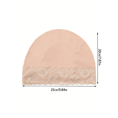 2026 New Lace Elastic Headscarf Cap Solid Color Base Cap Hair Care Cap Muslim Turban Hat Hijab Islamic headscarf Women's Hijabs
