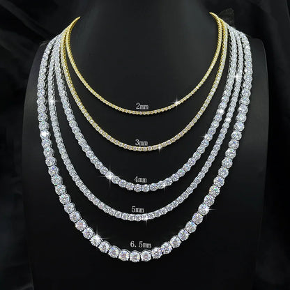 Luxury  Jewelry VVS Moissanite  Sterling Silver 925 Fashion Moissanite Tennis Chain Bracelet and Necklace For Women