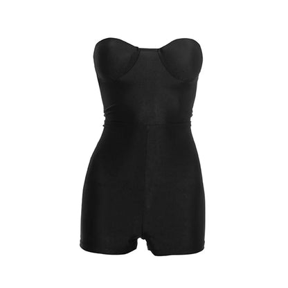 Fashion Backless Tight Jumpsuit Sexy Women Bare Shoulder Bodysuit Overalls Summer Midnight Party Clubwear Slim Rompers Shapewear